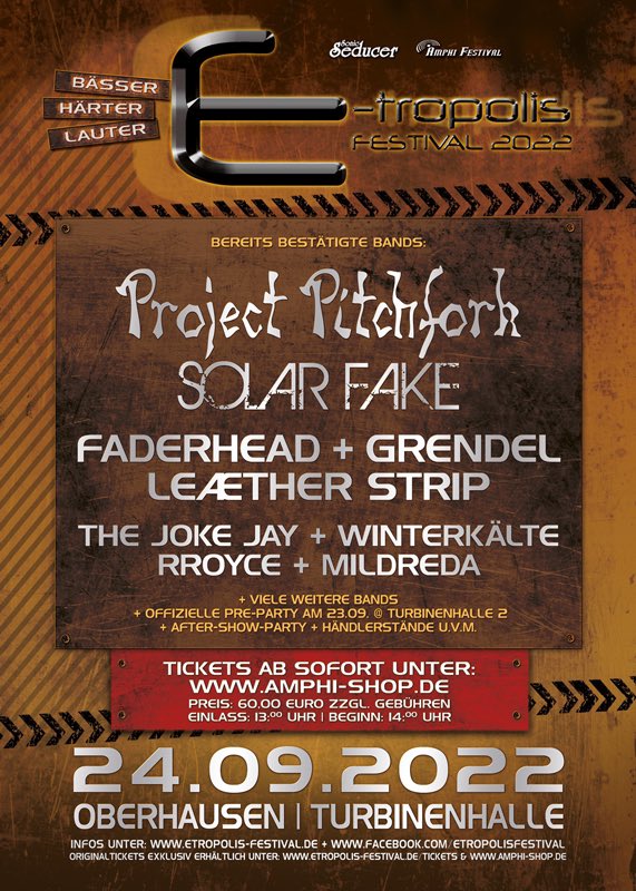 _shadowplay's tweet photo. Frische News! Solar Fake werden am 24.09.2022 beim E-tropolis Festival 2022 (Turbinenhalle, Oberhausen) dabei sein! #shadowplay_ev #shadowplay #solarfakeofficial #fanclub #solarfake @solar_fake_official_ #solar_fake #e-tropolis #etropolis https://t.co/ODzckkoqmn