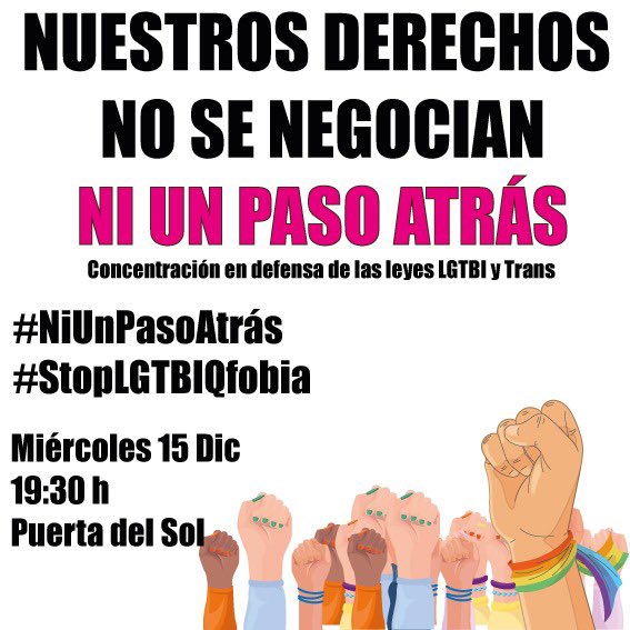 COGAM's tweet image. Ocuparemos las calles las veces que haga falta hasta que quede claro que nuestros derechos no se negocian. Por todxs lxs que se quedaron por el camino luchando por nuestra dignidad. ¡NUESTROS DERECHOS NO SE NEGOCIAN! #niunpasoatras #StopLGTBIfobia #derechoshumanos #LGTBI #15D
