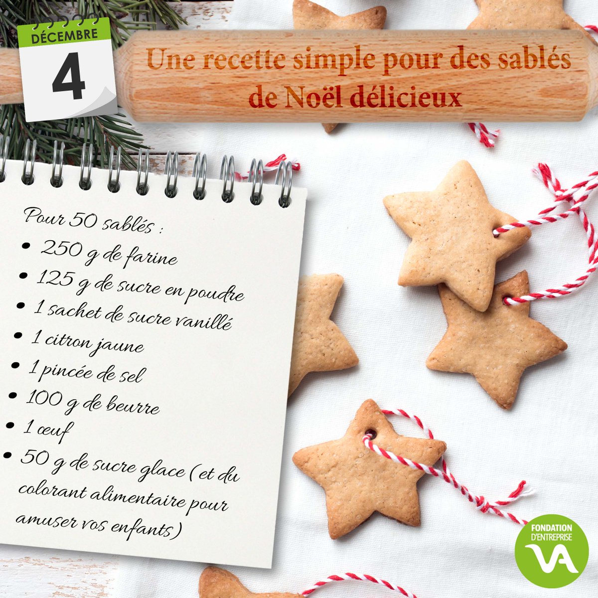En cette période de Noël, la <a href="/fondationvalgo/">Fondation VALGO</a> vous propose un calendrier de l'avent sur son compte #Instagram avec des #jeux #concours, des #cadeaux à gagner et des inspirations bien-être. 

❄️❄️

Aujourd'hui, recette de gâteaux à accrocher sur son sapin > instagram.com/p/CXDyofJNwy3/