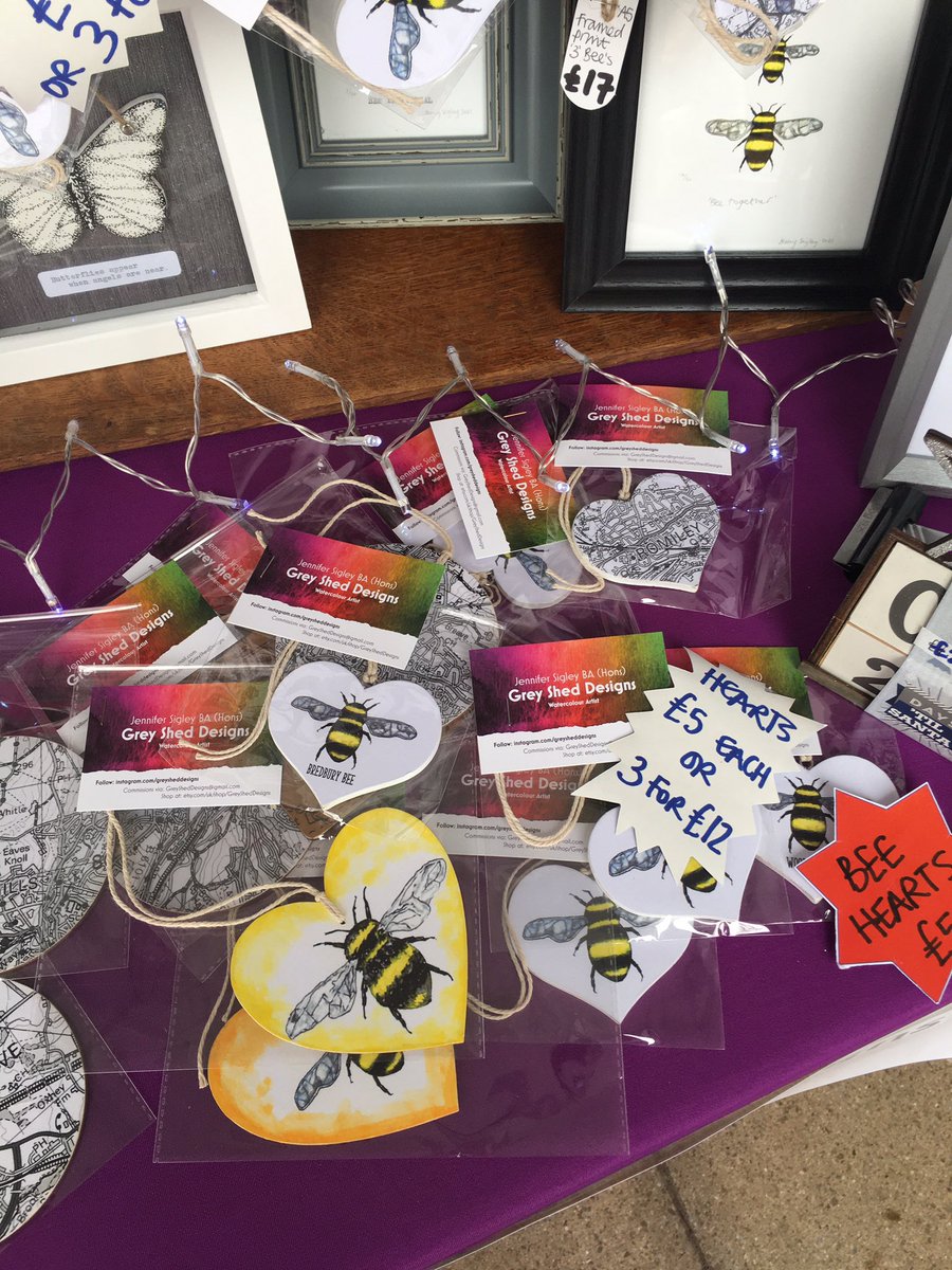 GreyShedDesigns's tweet photo. At Romiley Village Market in Romiley today. Lots of frames prints. Ideal for Christmas. Bee hearts for only £5 each. Ideal stocking fillers. X https://t.co/FLz7Eb5kKP
