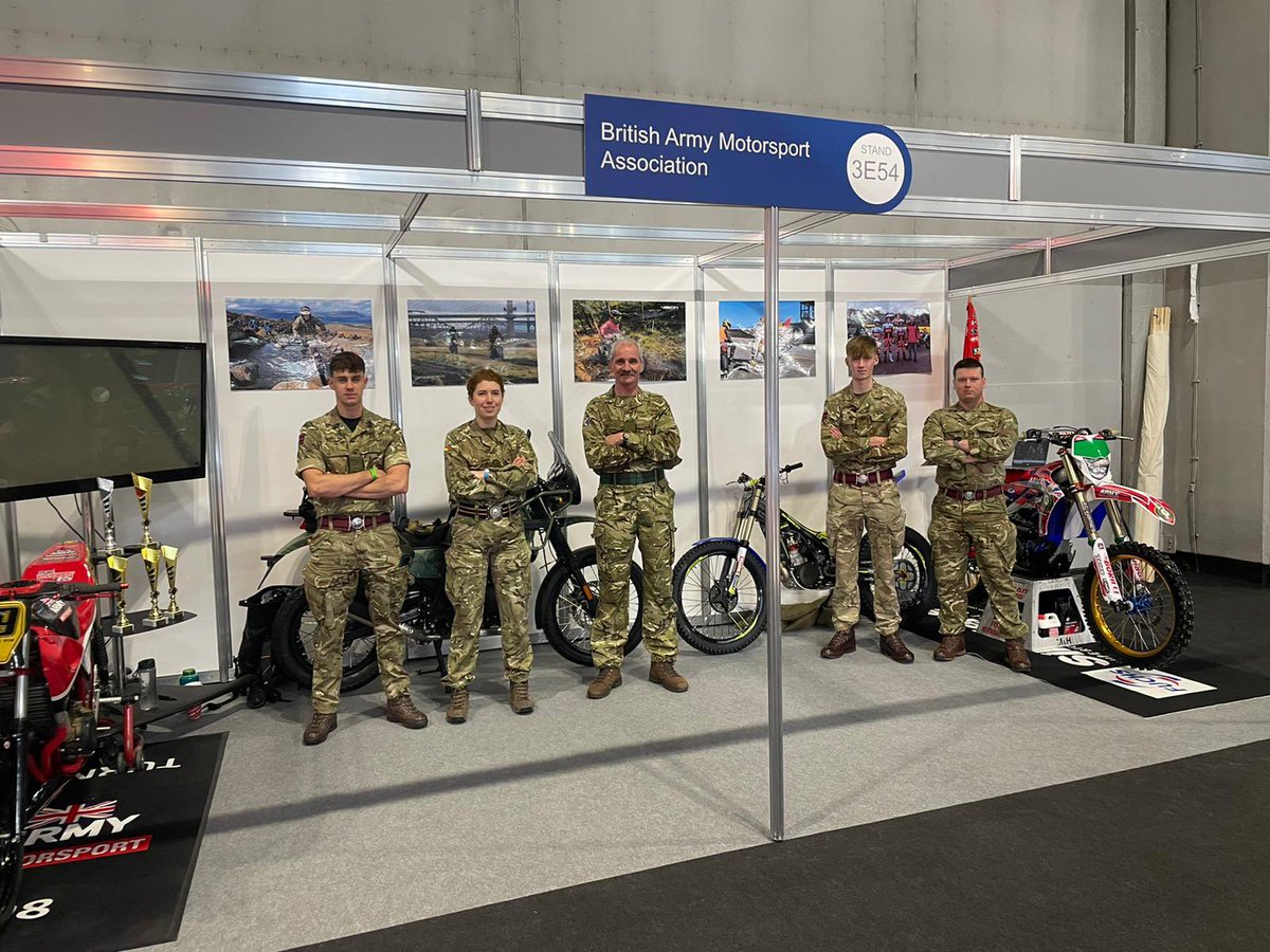 EnduroSapper's tweet photo. The British Army Motorsport Association stand at Motorcycle Live @NEC @ArmyMRRT @32EngrRegt @ArmySportASCB  @ArmySportsLTRY @Proud_Sappers @1RSMERegt @UrchTyrone https://t.co/qwNsnV2F0Y