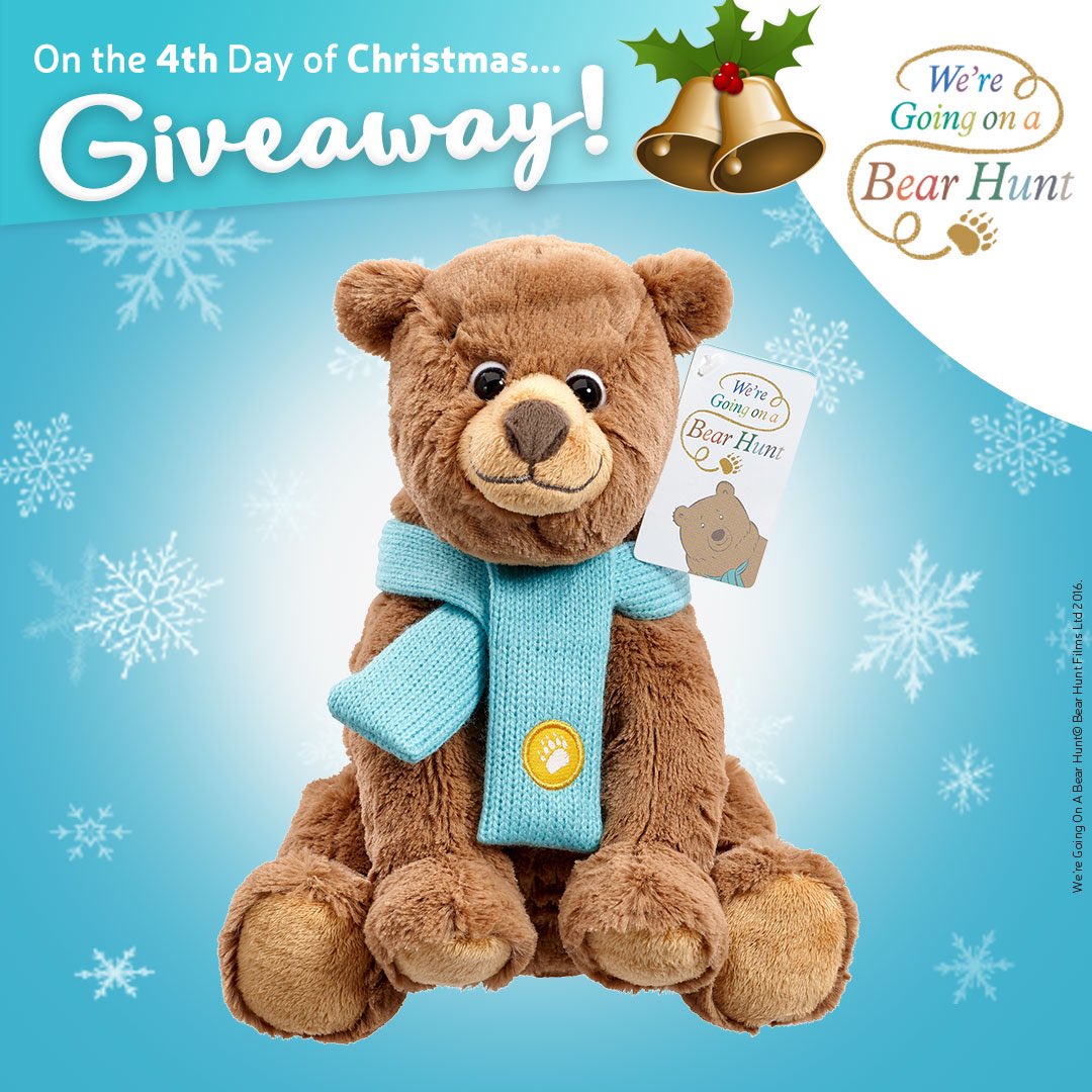 12 Days of Christmas Giveaway Day 4🎁 On the 4th day of Christmas my true love gave to me a cuddly Bear Hunt Soft Toy! To be in with a chance of winning this bundle
RT &amp; Follow
Comment: #RainbowXmasGiveaway 
Closes at 11am on 5/12/21 UK only, full T&amp;C’s on FB &amp; IG #giveaway