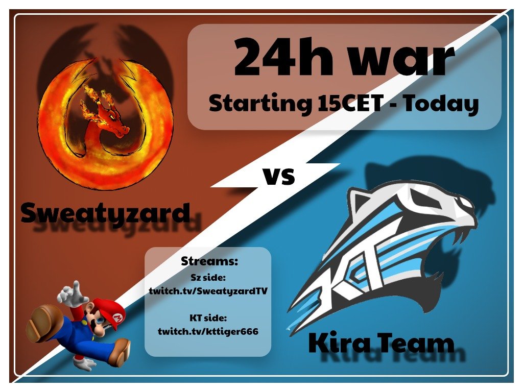 Cadoizz's tweet image. In 2 hours, history is being written! @SweatyzardTV faces @KiraTeamOficial in a crazy 24 hour war!

I will stream (cast and play) the entire wars, get your Red Bulls out and come to twitch.tv/sweatyzardtv to give me strength!

Design : @Mk8Yasn 
#MK8D #NintendoSwitch