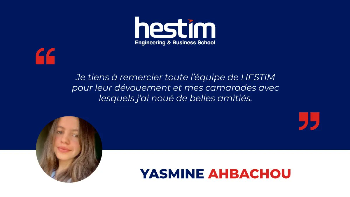 HESTIMofficiel's tweet photo. Yasmine AHBACHOU - Étudiante en 4ème année en génie civil à @HESTIMofficiel 
#humas #of #HESTIM #civilengineeringstudent https://t.co/3s13vYEqXN