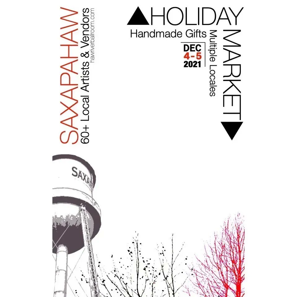 HRBallroom's tweet image. THE HOLIDAY MARKET IS OPEN TODAY!!!! Come see us today from 9am-6pm and tomorrow (12/5) from 9am-5pm. Vendors are set up around the entire village at Haw River Ballroom, Freehand Market, @PaperhandPuppet and @CultureMill! Bring your masks!