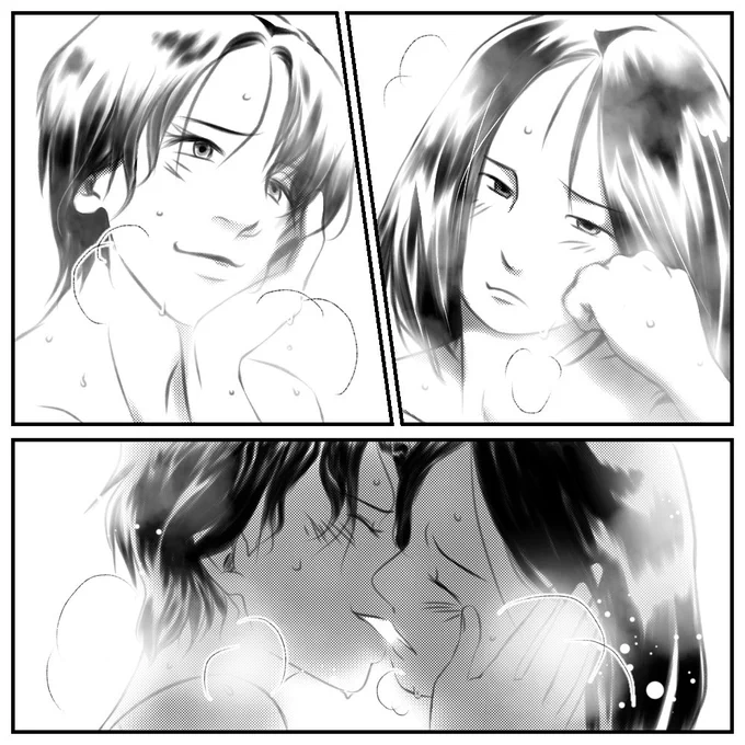 アイビスペイントで漫画も描けるので、練習がてらソヨンヨジンのお風呂でイチャコラ描いたww
ちなみに下書きからここまで全部指で描きましたw

#서영여진 