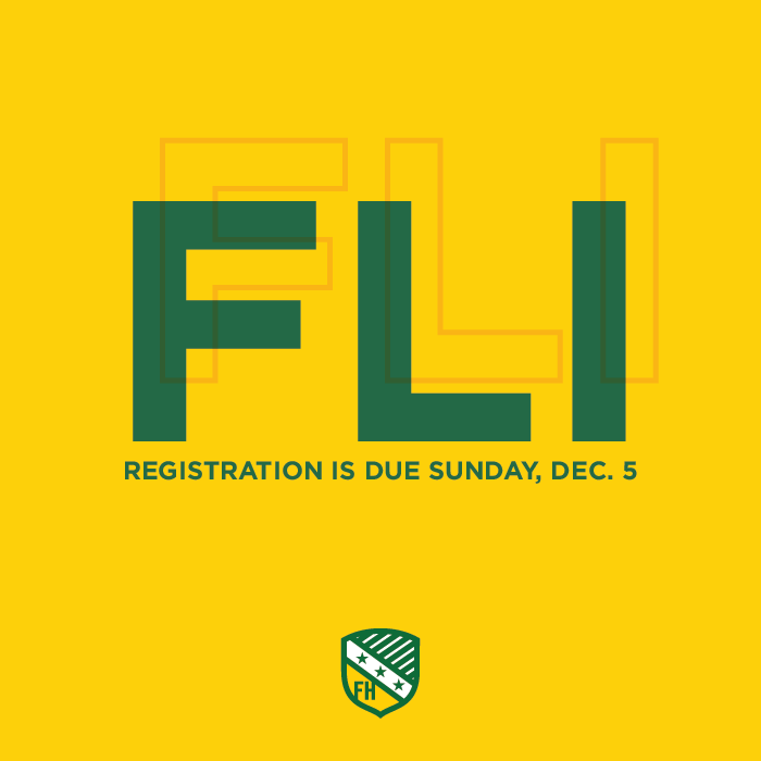 FarmHouse Leadership Institute (FLI) registration is due Sunday, Dec. 5! 
Chapter officers will recieve valuable information and training. View the list of officers required to join, event schedule and travel requirements: bit.ly/FHLead
