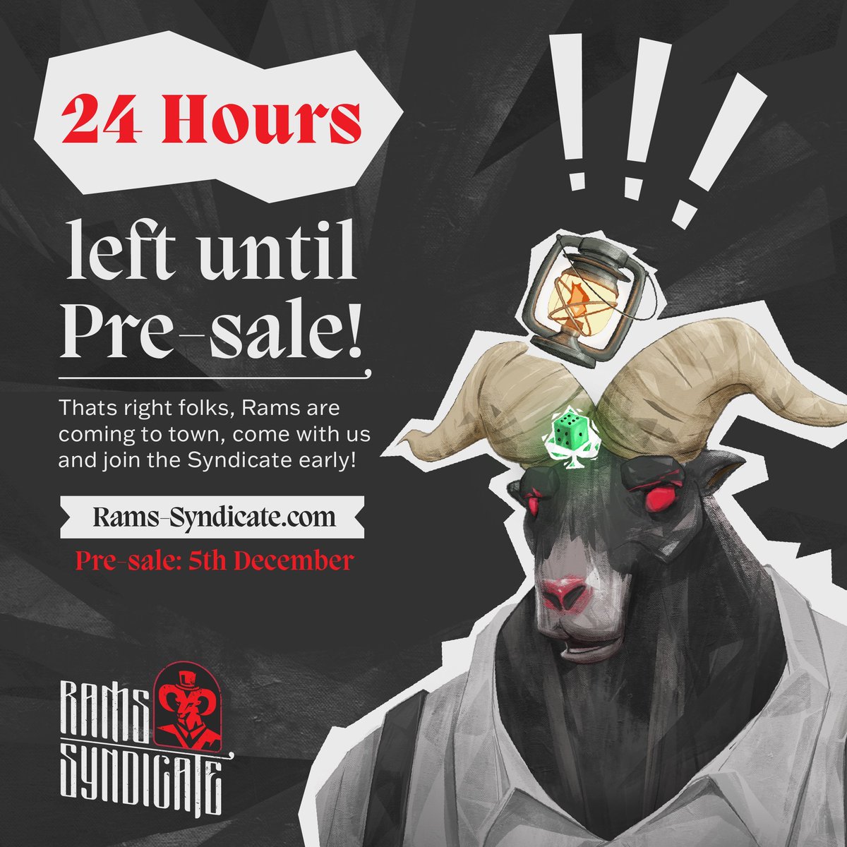 GemsScope's tweet photo. 🚨They are launching the Pre-Sale on the 5th of December at 4.00 PM UTC (London Time).🚨

We await all you lads and galls to take over the Meta-Verse and show our strength.

🍻 Join their cause!🍻
https://t.co/F0AVK76JhK
https://t.co/g1X8oGaPLc

#NFTs #NFTcommunity #RamsSyndicate https://t.co/WHq0YUjAPM