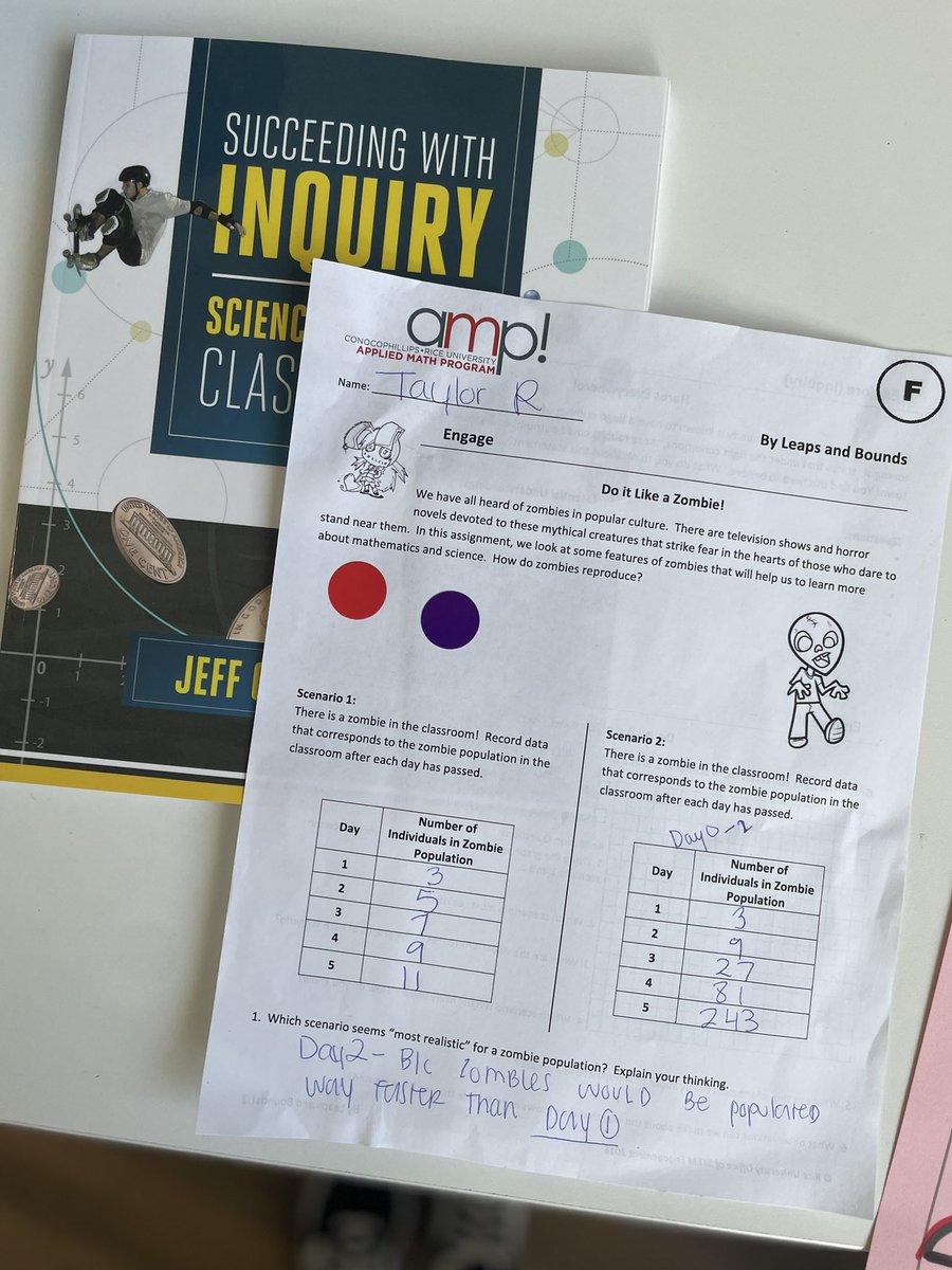 HeyyMissWilson's tweet photo. “Do it like a Zombie!”🧟‍♀️🧟‍♂️🧟 Having too much fun this morning simulating population growth. 😆 One of my favorite #AMPRice lessons! @RiceU_STEM @conocophillips #STEMeducation https://t.co/u4z1anqwDR