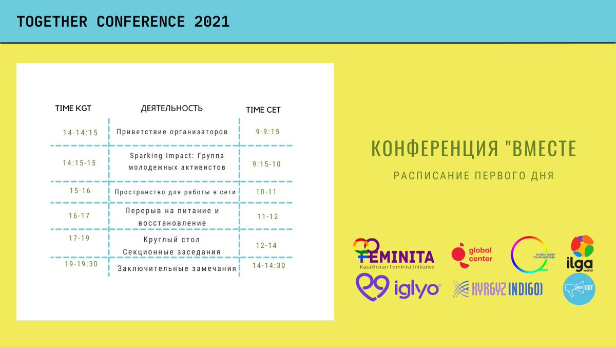 GlobalQueerYN's tweet photo. На следующей неделе мы завершим первый день конференции #TogetherConference. 

Взгляните на план следующей субботы!

Зарегистрируйтесь сейчас, чтобы обеспечить себе место: https://t.co/4lGPuhsZKf https://t.co/5BSxtsHVTJ