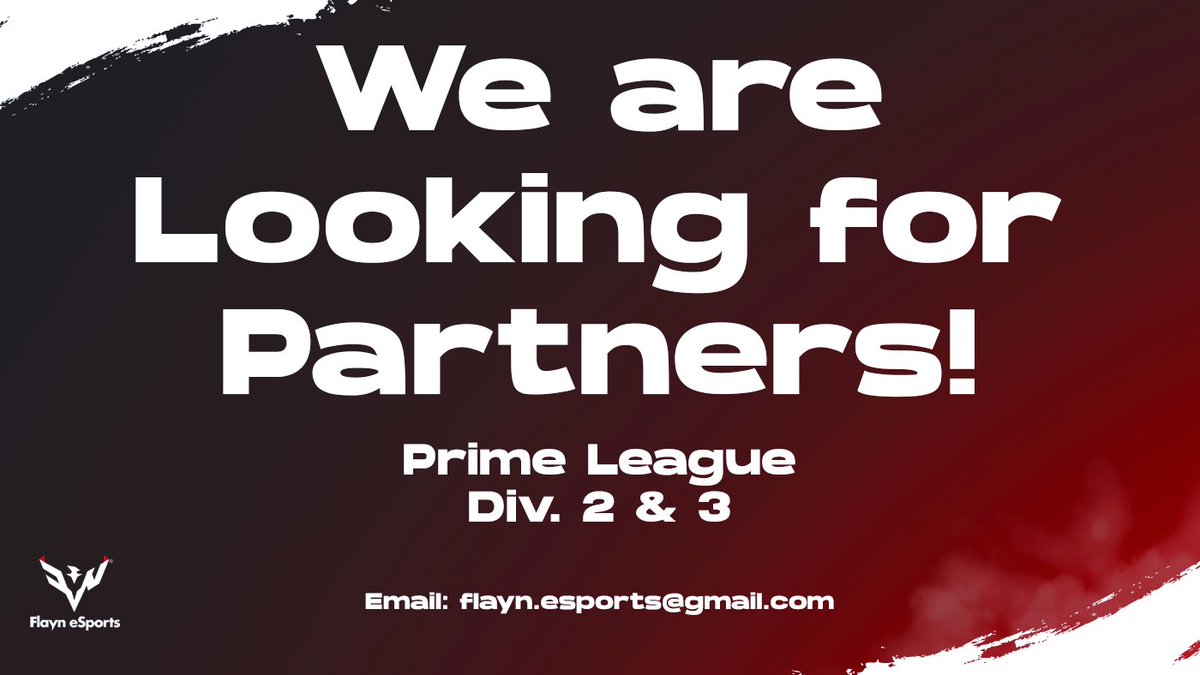 Flayn eSports (@fynesports) on Twitter photo We are looking for partners for 2022 and beyond!
-Sponsors
-Investors
-Organizations
Considering and open for talks with all available parties.
Email us at: flayn.esports@gmail.com We are looking for partners for 2022 and beyond!
-Sponsors
-Investors
-Organizations
Considering and open for talks with all available parties.
Email us at: flayn.esports@gmail.com