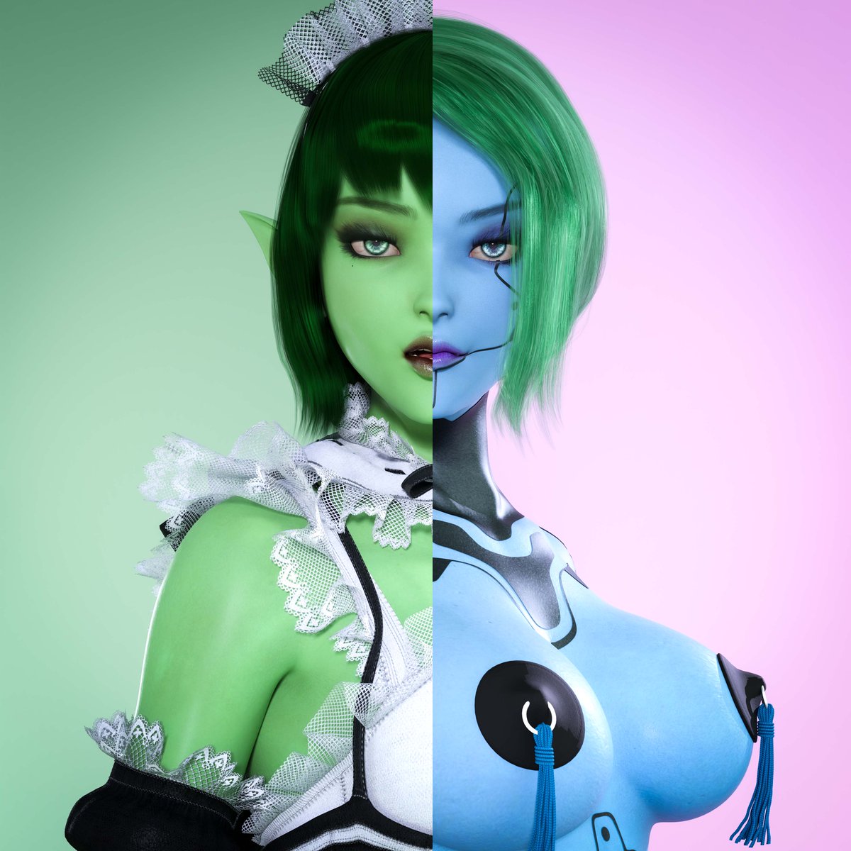 ebao_'s tweet photo. Lovin the art of @MetaWaifus ! Got me a maid and a cyber burlesque dancer! Lol! #metawaifus #NFT #nftart #NFTartist #NFTs #NFTcollection #Solana #SolanaNFT #NFTCommunity https://t.co/QOd5c5vJWL