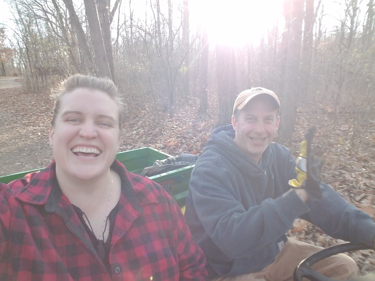Sayles227's tweet photo. Fun Friday afternoon working in the school forest! Time to do some planning for the 1840s cabin I forgot to take a picture of. Or, maybe some a concert on the prairie deck? https://t.co/ak3kak2ON9