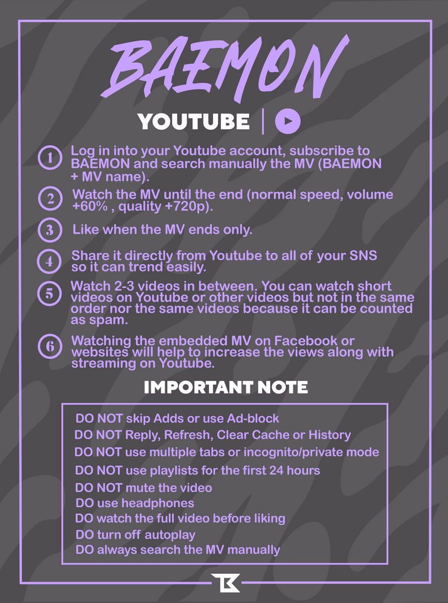 TEAMBAEMON's tweet photo. [ YOUTUBE STREAMING GUIDE ]

Please follow and read them carefully! 💜

#BABYMONSTERS #베이비몬스터즈 https://t.co/is6KVWbpEU