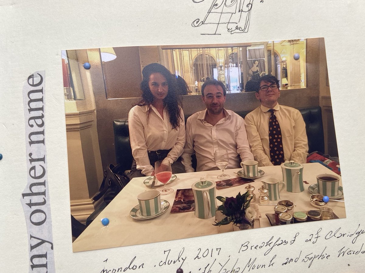 My Notebook page Claridges Hotel London July 2017, breakfast with Sophie Weisenfeld ⁦<a href="/HexagonSociety/">HexagonSociety</a>⁩ and ⁦<a href="/Yascha_Mounk/">Yascha Mounk</a>⁩ ... good memory