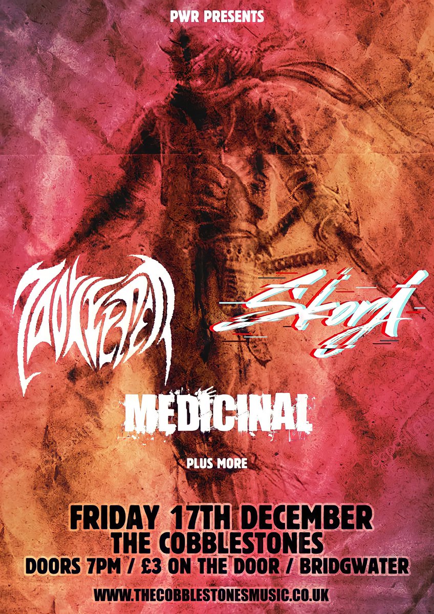 B R I D G E W A T E R

Come and join us and our mates <a href="/Skoraband/">Skora</a> as well as a host of others down at <a href="/Cobblesuk/">The Cobblestones</a> for our last show of the year!

£3 on the door, we’ll see you there!

#gig #show #zookeeperband #thecobblestones #bridgewater #everythingdecays