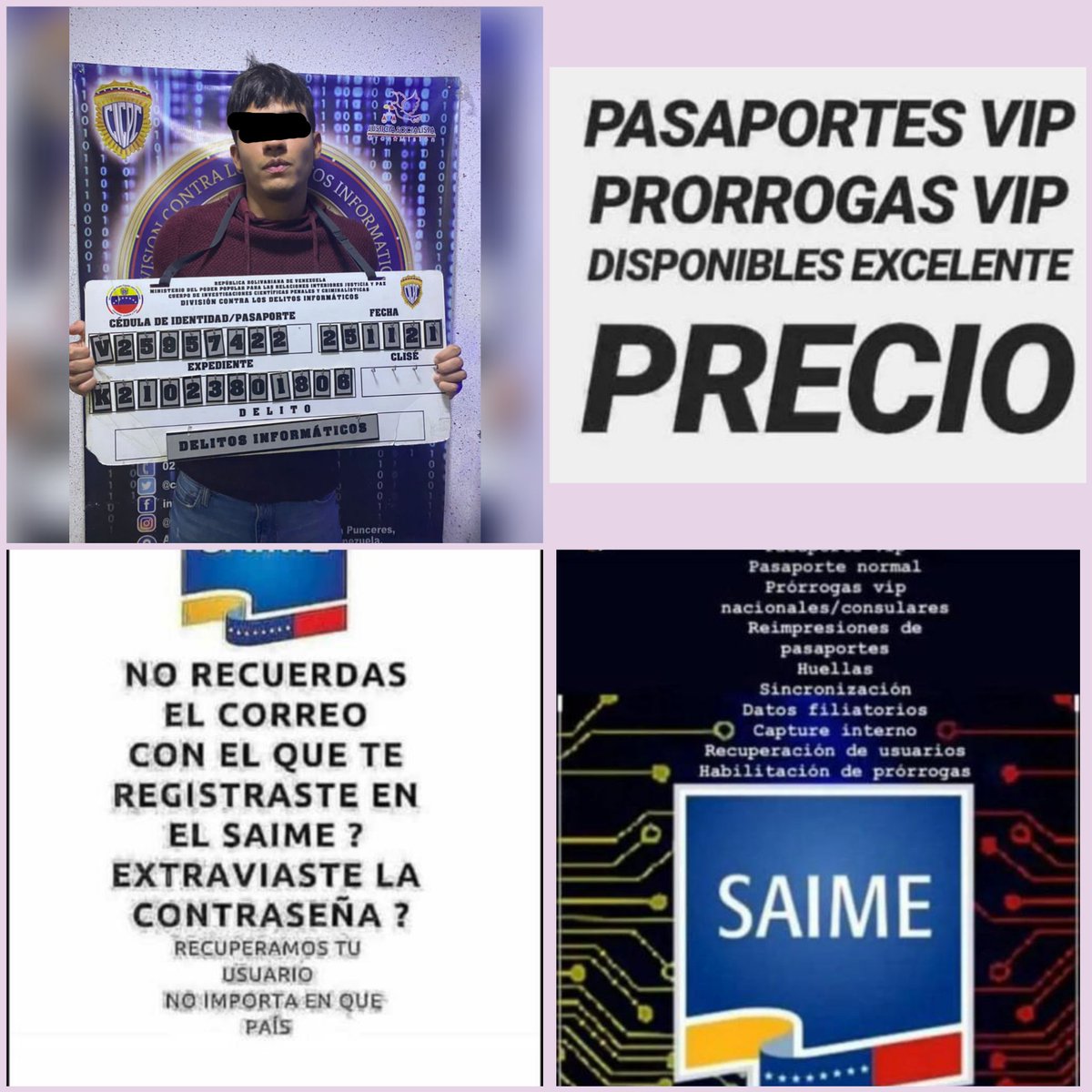 VenezuelaSaime's tweet photo. ✔️Dirección de Investigaciones de los Delitos Contra la Propiedad y la Div. de Investigaciones de Delitos Informáticos realizaron la aprehensión de Josué Capote, venezolano(24) quién a través de #rrss realiza publicaciones de gestorías y trámites ante el SAIME https://t.co/nzTCdWfKGs
