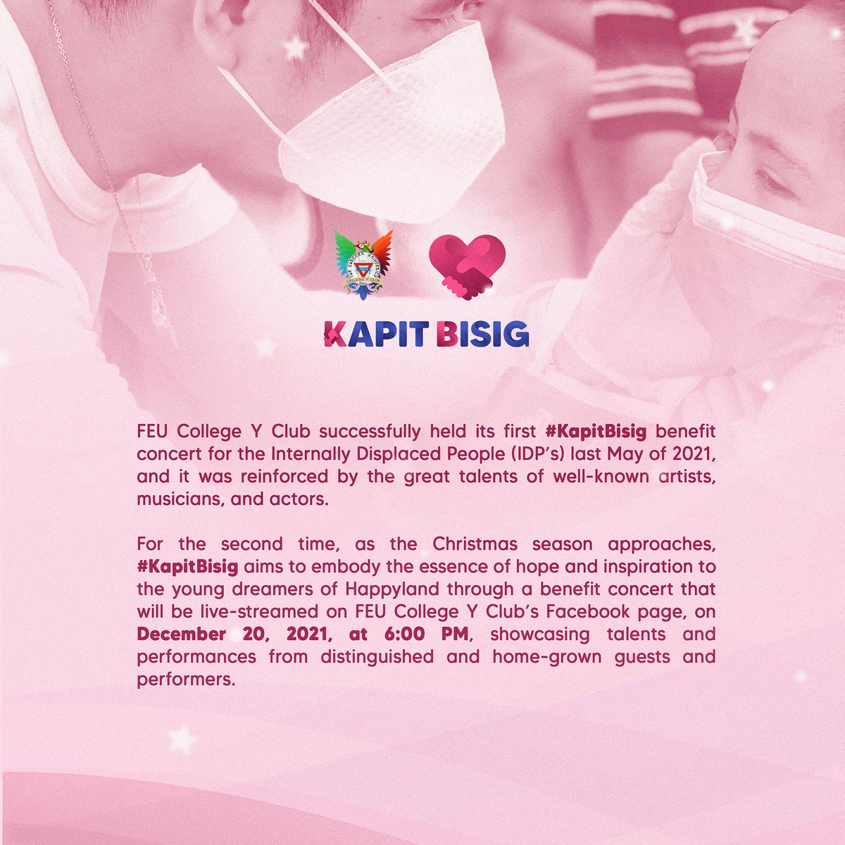 FEUCollegeYC's tweet photo. The Christmas season is just around the corner. Let’s make it more merry and extraordinary by bringing happiness to the young dreamers of Happyland, Tondo. ✨

Know more about #KapitBisig through the information stated below.

#HappinessForHappyland https://t.co/XweDz95Z8a