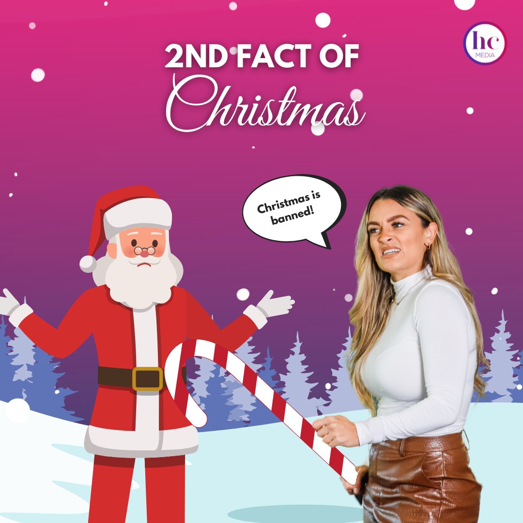 weareHCMEDIA's tweet photo. Our 2nd fact of Christmas, that we bring you from HC, Christmas was banned in 1660’s 🎵❌🎄

That’s right, from 1647 - 1660 - Christmas was banned in England by the puritans! Imagine a world with no Christmas 😫

#12FactsOfChristmas #ChristmasFacts #HC12FactsOfChristmas https://t.co/Y9mIb5HAJh