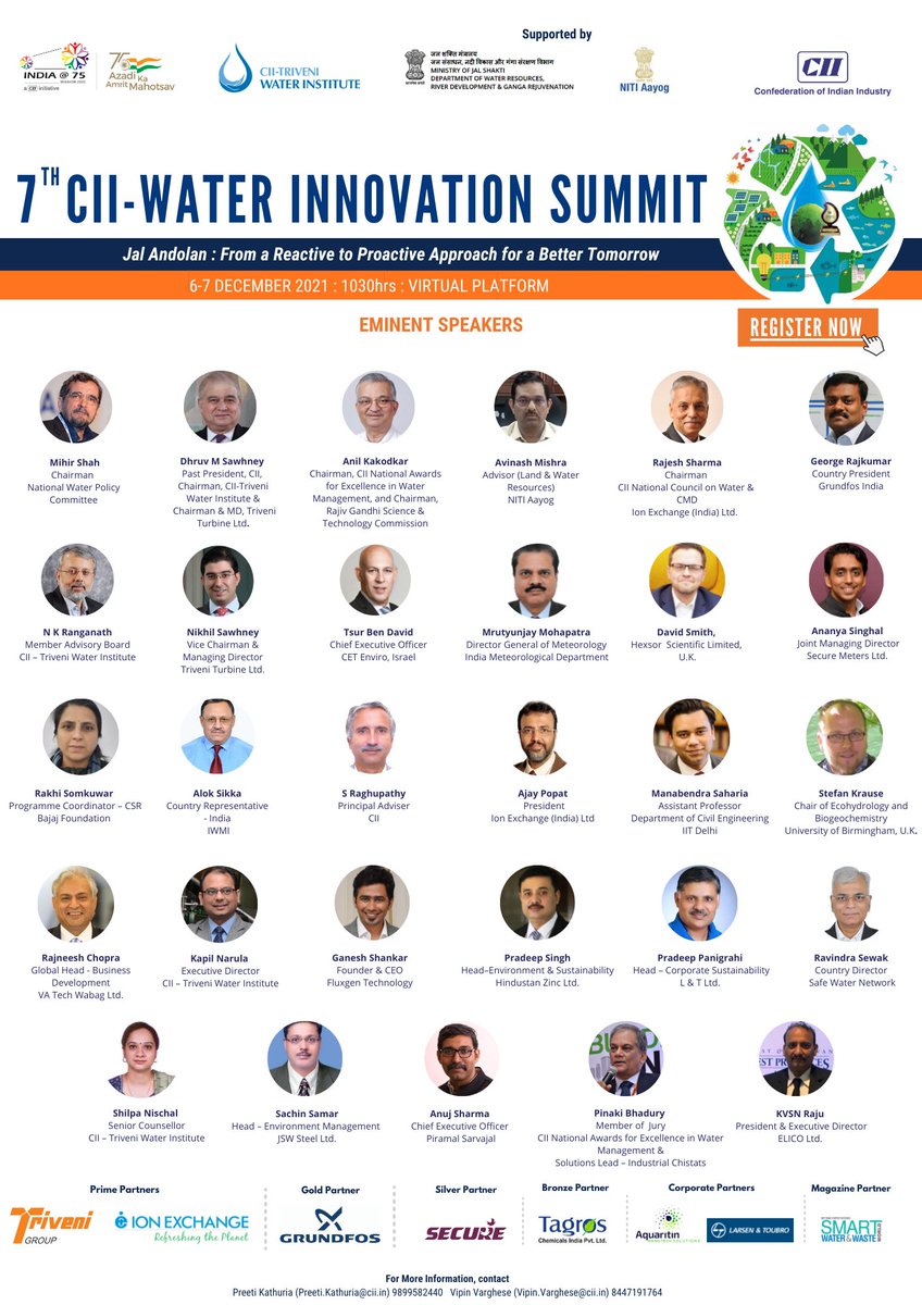 FollowCII's tweet photo. Join the deliberations on achieving excellence in water management at the '7th CII Water Innovation Summit 2021'.
Dates➡️6th-7th December, 2021
Register➡️https://t.co/trM8cCAULQ https://t.co/euCgbY7vew