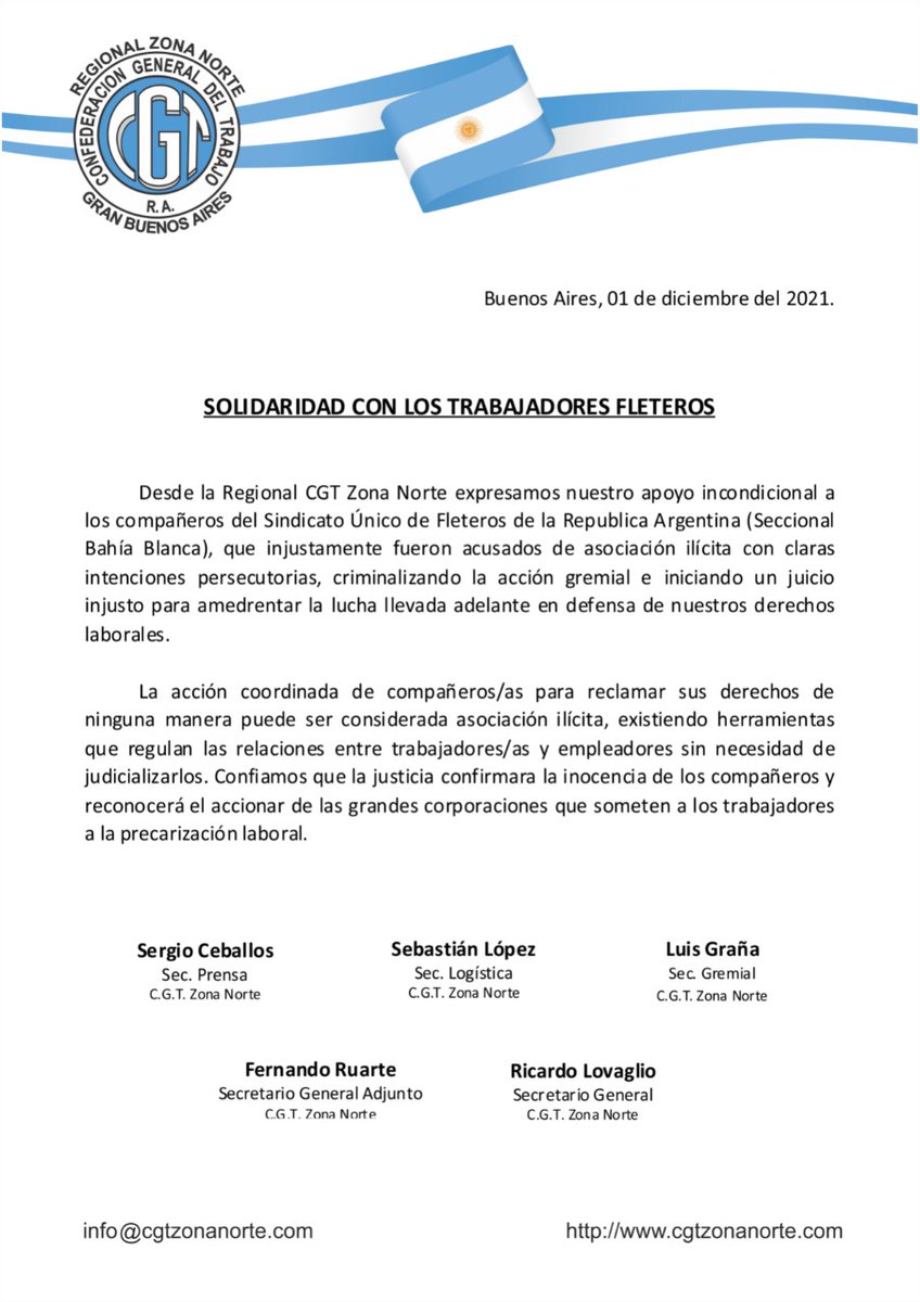 lopezoseb's tweet photo. Gracias Compañeros por el apoyo de siempre¡ la @CGTZonaNorteBA siempre del lado de los trabajadores, estando donde tiene que estar¡
 @RicardoLovagli1 @RuarteFernando
@hectordaer @sasia_sergio
@siunfletraok @PereyraMarioA https://t.co/XYgT7r97k7