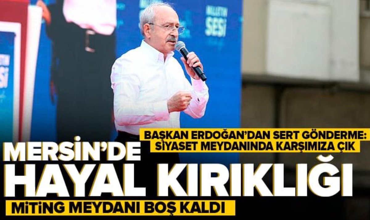 Kılıçdaroğlu'na Mersin'de soğuk duş! 

Selahattin Demirtaş'ın talimatıyla başlatılan miting hayal kırıklığından öteye gidemedi!😃

Bay Kemal Kemal Kılıcdaroğlu #MilletinSesiMersinde #CelikGibiArkandayız