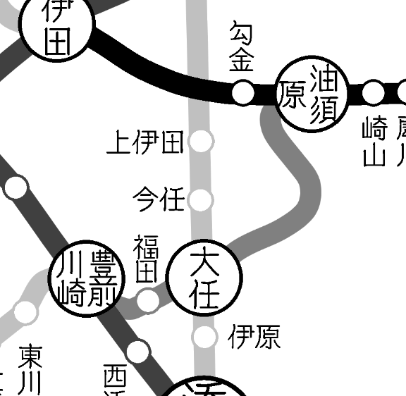 このままだと「何年何月の路線図」って決めつけられてしまうので、お遊びをする 