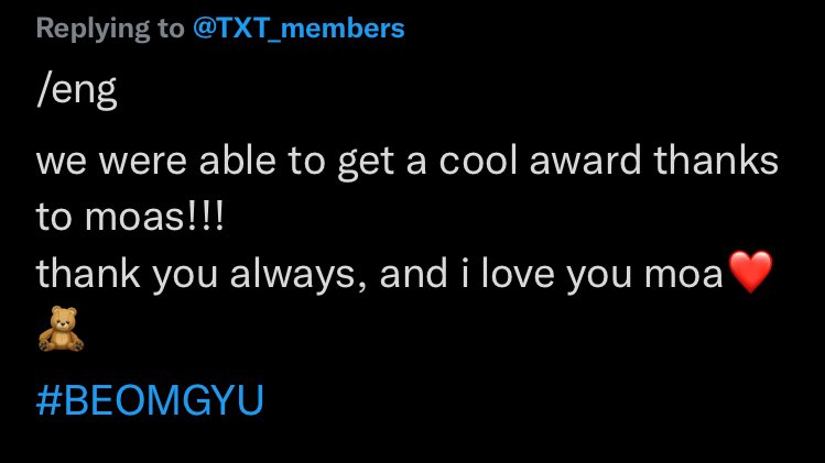 beomimycandy's tweet photo. never regret stanning them, this is ur payback for ur hardwork and u deserves this so much ! i wish i can give u all the awards and make u guys proud,  look how far you’ve come. i appreciate all the comforts u gives me. let’s always be together ^~^

my everything @TXT_members 💗 https://t.co/XbjofvGo20