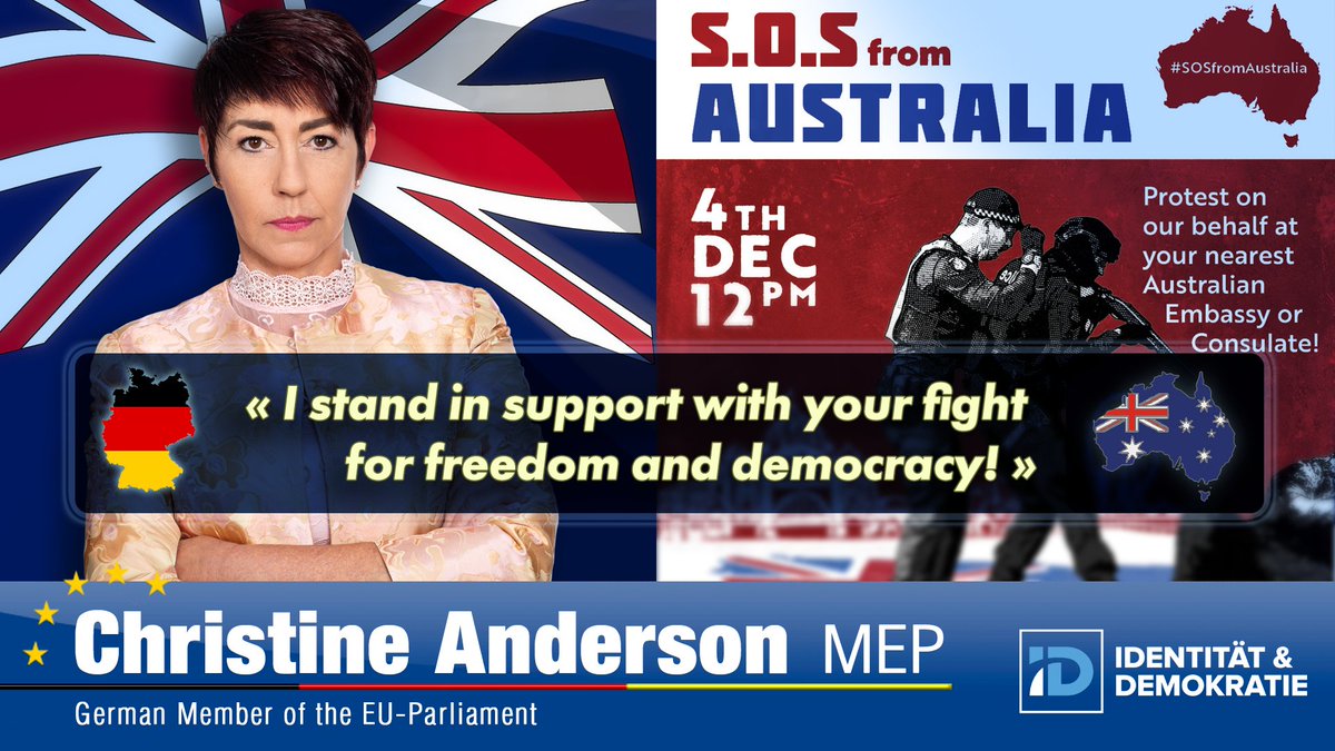 AndersonAfDMdEP's tweet photo. 🇦🇺|I declare my full solidarity with all free citizens of Australia. I stand with you in your fight against an oppressive &amp; treasonous government that tramples civil rights, freedom &amp; humanity: https://t.co/RyRsZyat9O #SOSfromAustralia https://t.co/sGcVIuio14