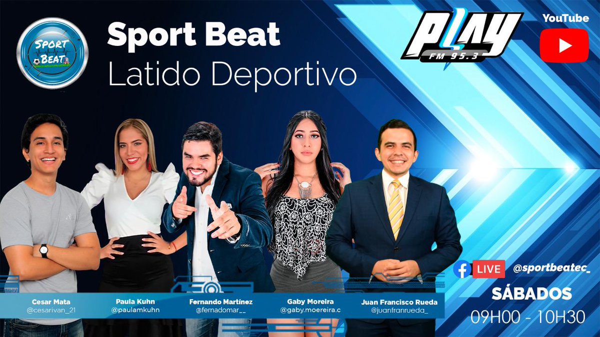 sucredeportesec's tweet photo. 09:00 - 10:30⏰
Empiezaaa‼📻 @sportbeatec_, los que te quitarán el chuchaqui de los sábados a pura diversión e información deportiva por 95.3FM con @fernandomar__ @gaby_moreirac @juanfranrueda_ @paupauk8 y #CesarMata
👉 https://t.co/pV7np559VL
#PontePlay #DalePlay https://t.co/LRl5wwbcTo