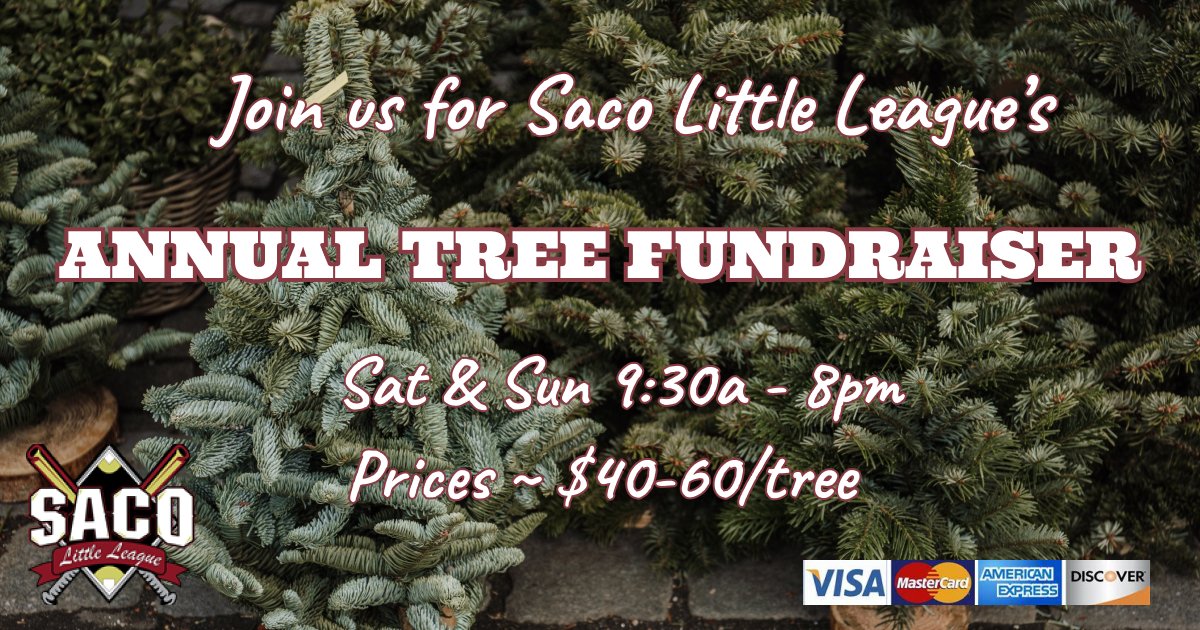 Saco_LL's tweet photo. The weather looks good for another great weekend of Christmas Tree sales. We have a great selection of trees but if history is right, there's a good chance this could be it! 
We still could use a few more volunteers if you have an hour or 2 you'd like to get outside come join us! https://t.co/m7K2dCcfVY