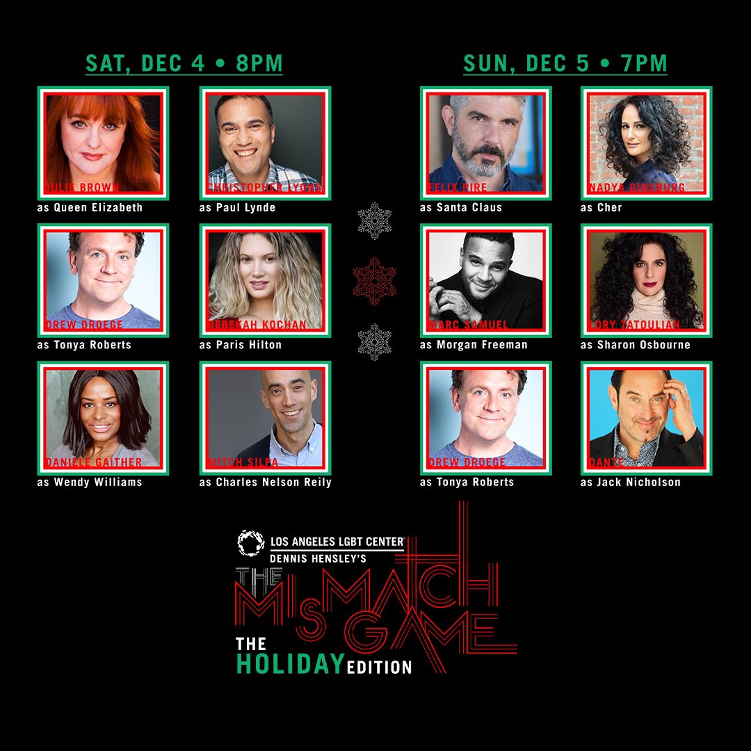 RichMcCarter's tweet photo. .@HensleyDennis’s
The MisMatch Game
🎄THE HOLIDAY EDITION 🎁
LIVE & In Person • 2 Nights!
12/04 & 12/05
🎟 Tickets:
💻 https://t.co/fKnSizzdPl
✨or✨
📲 https://t.co/TZYpr25L37
✨or✨
🔍 “The MisMatch Game” on @eventbrite
🎅🏻#LALGBTCenter
🤶🏻#TheMisMatchGame https://t.co/Tdi73fNUPd