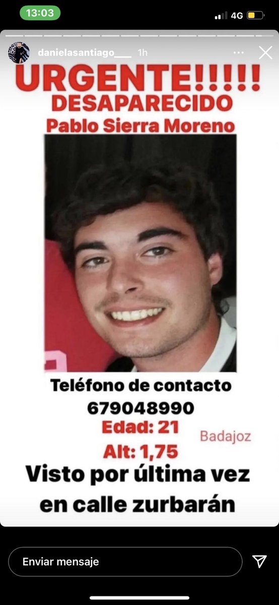 Belen_Larioss's tweet photo. Vamos Pablo, te vamos a encontrar!!!!
#sosdesaparecidos 
#Badajoz 
#Extremadura 
🔴🔴🔴 URGENTE 🔴🔴🔴 https://t.co/lsIEBPZWK1