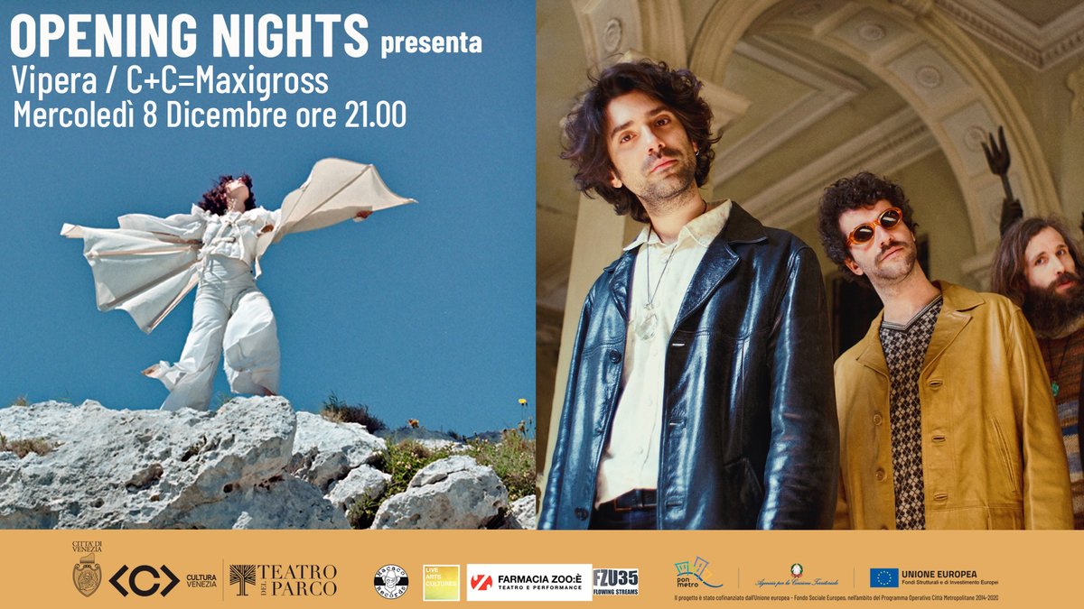 marcodevidi's tweet photo. Da qualche tempo sto lavorando con #MacacoRecords a organizzare la programmazione musicale del Teatro del Parco di Mestre, da poco riaperto e rimesso in funzione.

Il primo concerto sarà quello di mercoledì 8 dicembre, con Vipera e C+C=Maxigross.

#Venezia #Mestre #TeatroDelParco https://t.co/jQl4xoeTp8