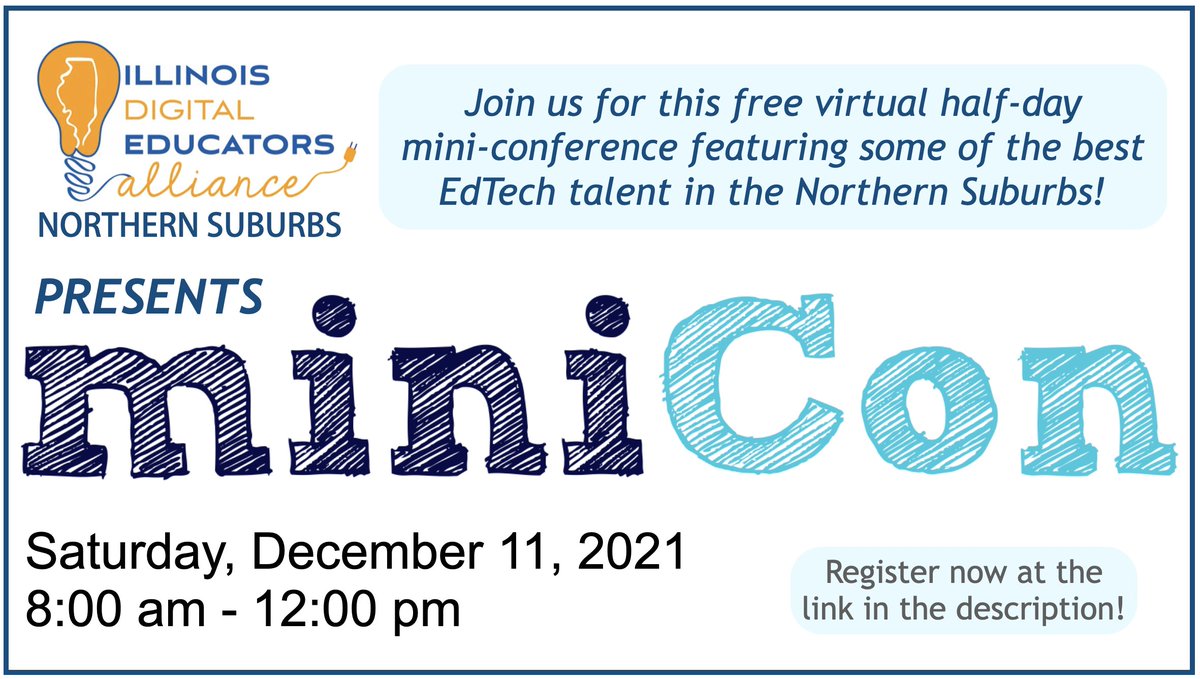 MiniCon is ONE WEEK AWAY! Register today at ideaillinois.org/Northern-Subur… See the schedule here: docs.google.com/document/d/1Dw… Like and retweet to spread the word!