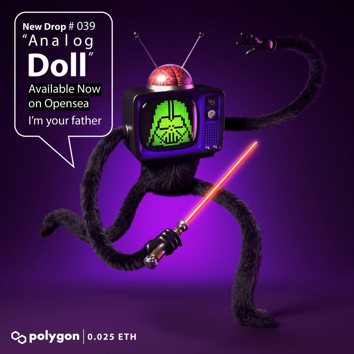 New Drop!! "Analog Doll" #039
on <a href="/0xPolygon/">Polygon | POL</a> <a href="/opensea/">OpenSea</a> 📺👾👾👾
Price: 0.025 eth 
I'm your father.

opensea.io/collection/ana…

#NFT #NFTS #NFTCommunity #NFTdrop #nftart #opensea #OpenSeaNTF #NFTartists #Polygon #NFTcollection  #NFTJapan