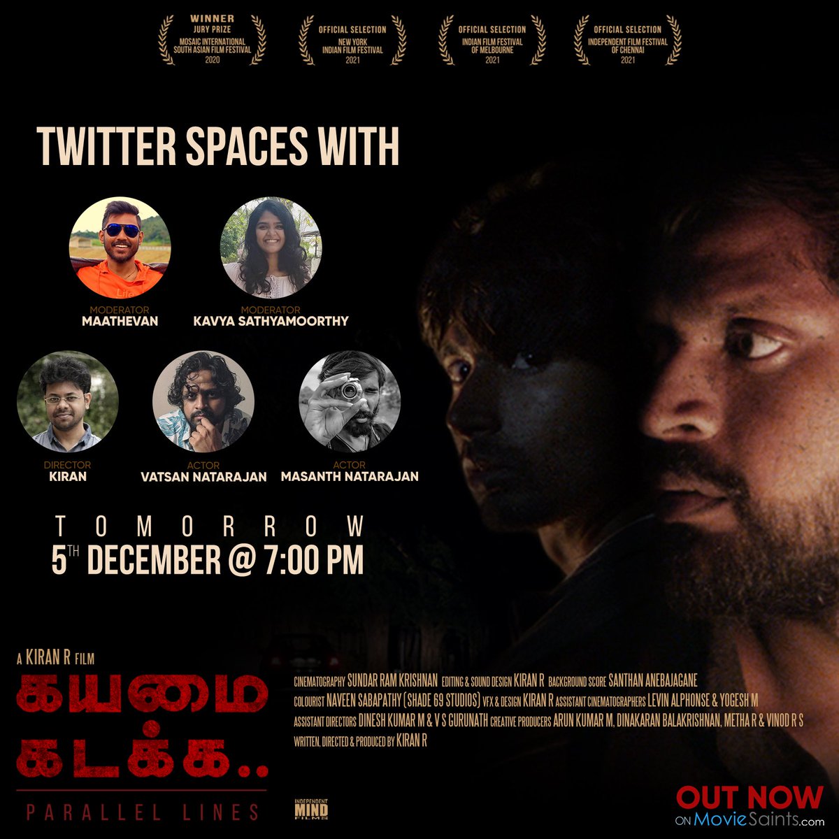 KayamaiKadakka's tweet photo. Hello peeps. Welcoming you all to be a part of this Twitter spaces discussion  to be hosted tomorrow at 7 PM by @Maathevan and @kavyasathya_ 🎙️ They will be joined by the lead cast of #KayamaiKadakka and the director @thekiranr

@VatsanM @Masanth95 
#ParallelLines #indiefilm https://t.co/2PpkuBIPjX
