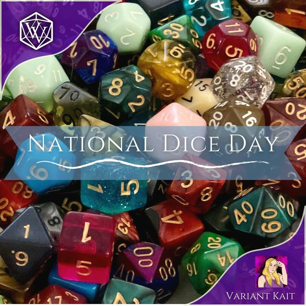 VariantsVenture's tweet photo. Happy National Dice Day! How are you celebrating? 🎲 Link to blog in bio
.
.
.
#dice #polyhedraldice #nationaldiceday #diceday #ttrpg #rpg #boardgame #boardgames #game #games #diceset #vv #vvblog #variantventures https://t.co/tVsgN5qxKK https://t.co/dEPbb4ZEGS