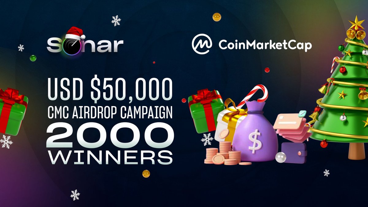 SONAR (@sonarping_) on Twitter photo Sonar x <a href="/CoinMarketCap/">CoinMarketCap</a> holiday airdrop campaign is now live through Dec 24th! 🌟💎
Retweet and tag 3 friends! How to enter: sonarplatform.io/cmc-airdrop Sonar x <a href="/CoinMarketCap/">CoinMarketCap</a> holiday airdrop campaign is now live through Dec 24th! 🌟💎
Retweet and tag 3 friends! How to enter: sonarplatform.io/cmc-airdrop