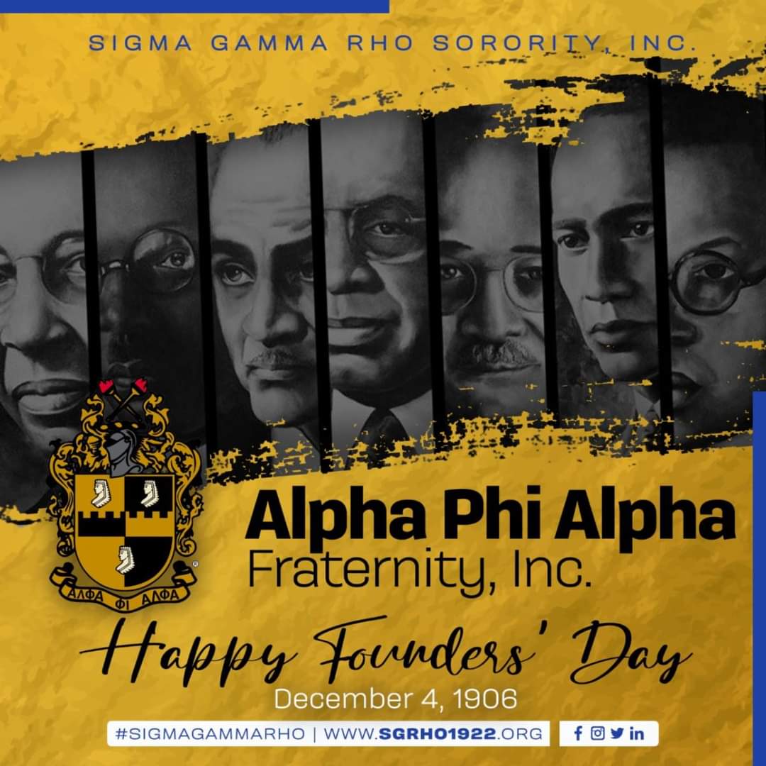 BDS_SGRhos's tweet photo. Happy Founders' Day to the men of Alpha Phi Alpha Fraternity, Inc.
#SigmaGammaRho #SGRho #Greater #AlphaPhiAlpha #1906 #BrilliantBetaDeltaSigma #BetaDeltaSigma #BrilliantBDS #TallahasseeSgRhos https://t.co/AMpXHeXjDj