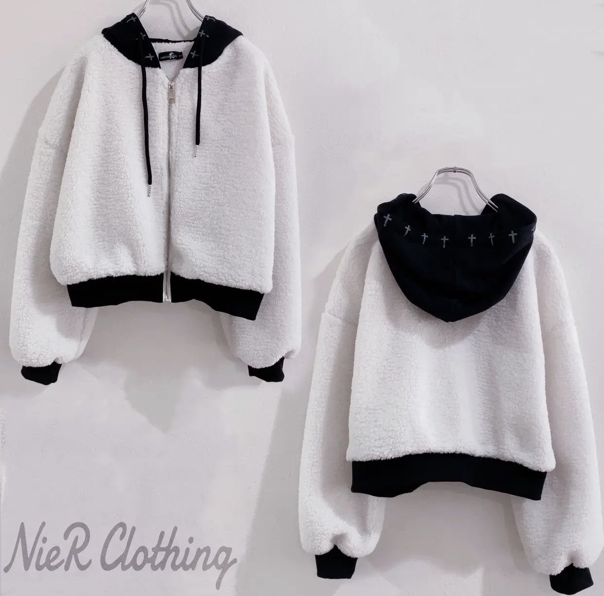 NieR_tokyo's tweet photo. 🎁本日〆切プレゼント企画🎁

ショート丈バイカラーボアアウター【CROSS HOODIE】

🎁4名様にプレゼント🎁

ユニセックスアイテムです🐰

◼応募方法
フォロー(@NieR_tokyo) &amp; RT
◼締切〆  本日24時

※鍵垢の方も対象内です。
是非ご参加ください🙇‍♂️🙇‍♀️ https://t.co/vwQ7BeFHvx