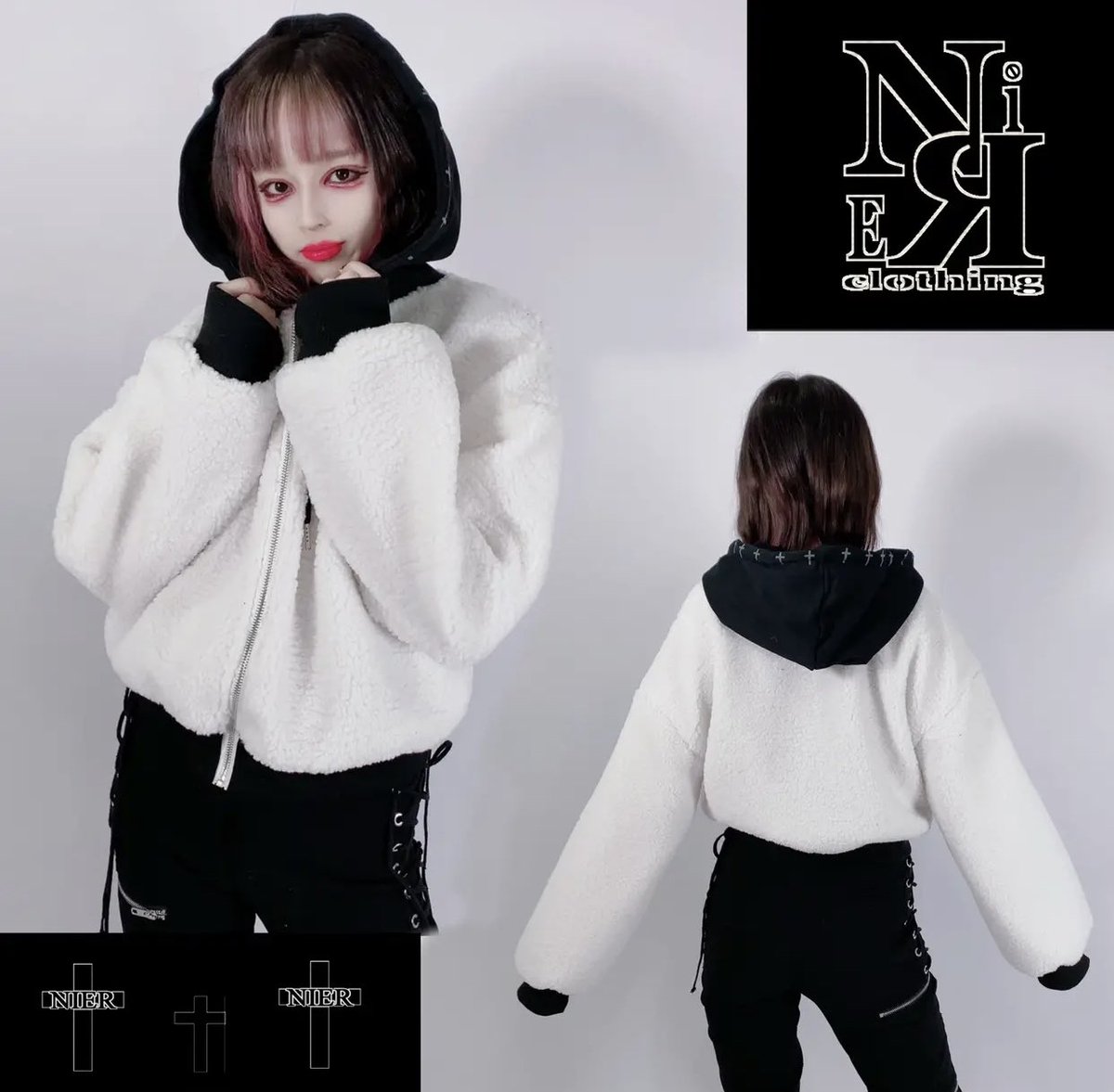NieR_tokyo's tweet photo. 🎁本日〆切プレゼント企画🎁

ショート丈バイカラーボアアウター【CROSS HOODIE】

🎁4名様にプレゼント🎁

ユニセックスアイテムです🐰

◼応募方法
フォロー(@NieR_tokyo) &amp; RT
◼締切〆  本日24時

※鍵垢の方も対象内です。
是非ご参加ください🙇‍♂️🙇‍♀️ https://t.co/vwQ7BeFHvx