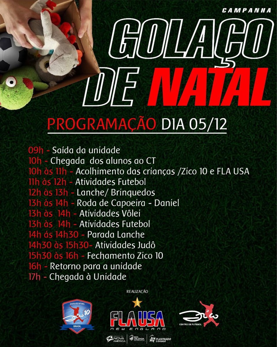 _FLAUSA's tweet photo. Programação da ação social
Golaço de Natal @Galinho1953 e 𝐅𝐋𝐀 USA .
#ondeestiverestarei #contecomigomengão #acimadetudorubronegro #fla #crf #mengo
#flamengo #maracanã #gavea
#alegriadeserrubronegro #raçaamorpaixão #flamenguista #nação #mengão #flausa #zico #zico10 https://t.co/e4PIqp3gim
