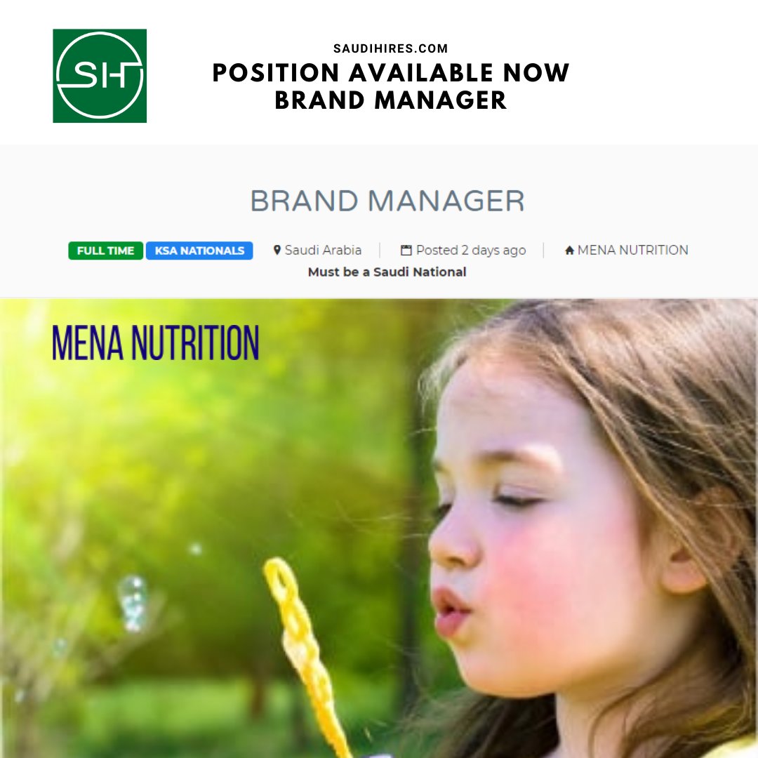 Saudi_Hires's tweet photo. Brand Manager position now available for the company Mena Nutrition. Find it and apply direct on https://t.co/hpxgsN2gk7 today
.
 #jobsinsaudi #jobsinsaudiarabia #brandmanager #brandmanagement #nutrition #saudihires #saudicareers #SaudiJobs #Saudi #saudilife #saudiarabiajobs https://t.co/LfcpRqbsug