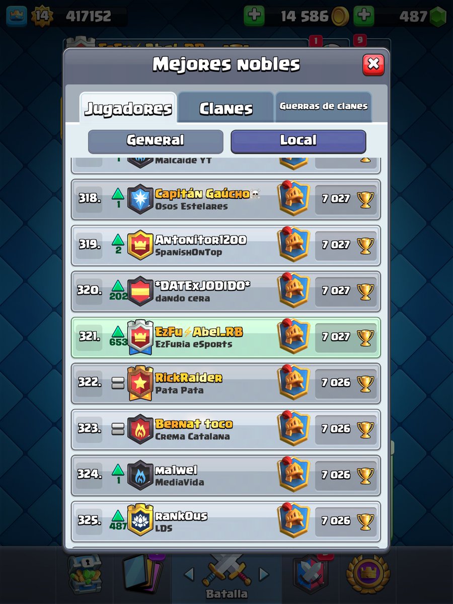 Al fin 7000 copas en clash royale. La próxima temporada a por el top 10k🔥.