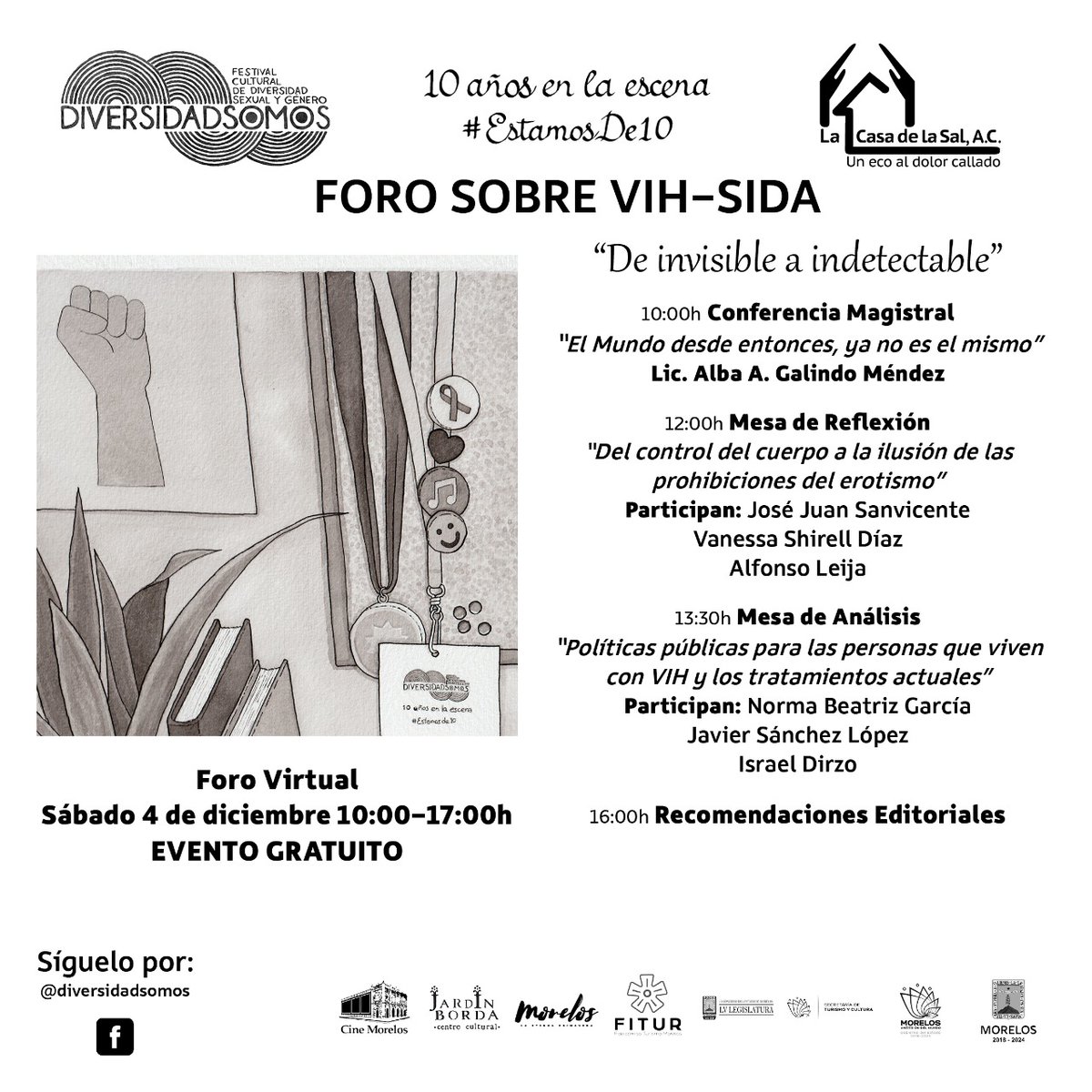 ✨HOY sábado 4 de diciembre ✨
📣Foro sobre 🎀VIH-SIDA 🎀"De invisible a indetectable"
🕙 A las 10 am

🚨IMPERDIBLE 🚨
👇👇👇👇
