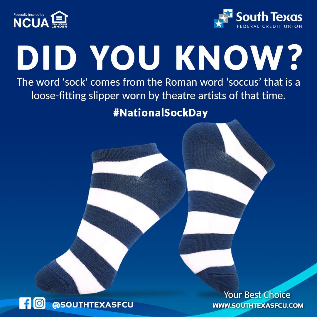 SouthTexasFCU's tweet photo. 💢Socks teach us two valuable life
lessons-
1.-If you take care of things, they will last
2.-Without your perfect match, you can still go on and
on!"
.
#STFCU #yourbestchoice https://t.co/unQfA4nWIX