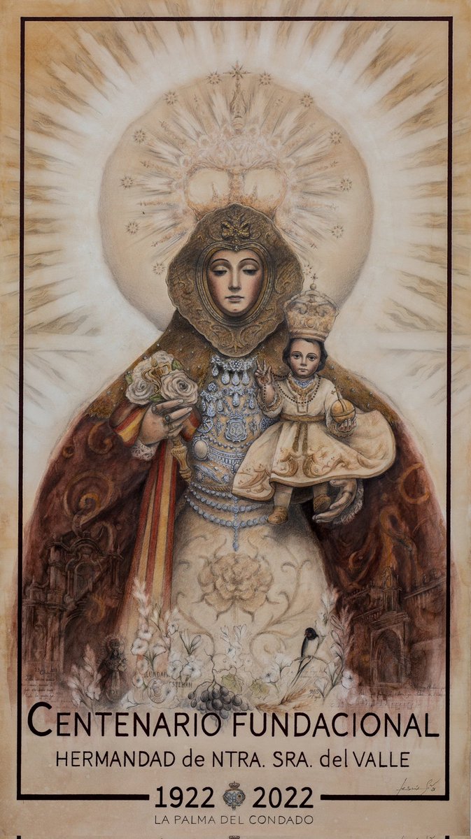 CARTEL DEL CENTENARIO FUNDACIONAL DE LA HERMANDAD DE NTRA. SRA. DEL VALLE CORONADA
Técnica mixta sobre papel encolado a tabla
97x55 cm
<a href="/ValleLaPalma/">Hdad. Valle La Palma</a>