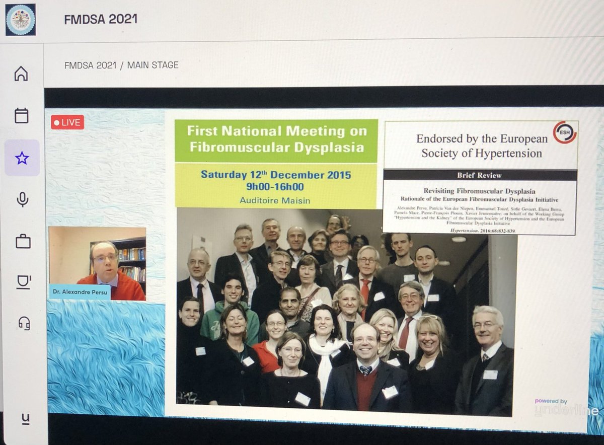 Dr Alexandre Persu speaking at #FMDSA2021 about the European #FMD  Initiative.

#fmd #fibromusculardysplasia <a href="/FMDartery/">FMDSA</a> <a href="/FmdsUk/">FMDS_UK_Ireland</a> <a href="/fmdgroep/">FMDgroep Nederland</a>