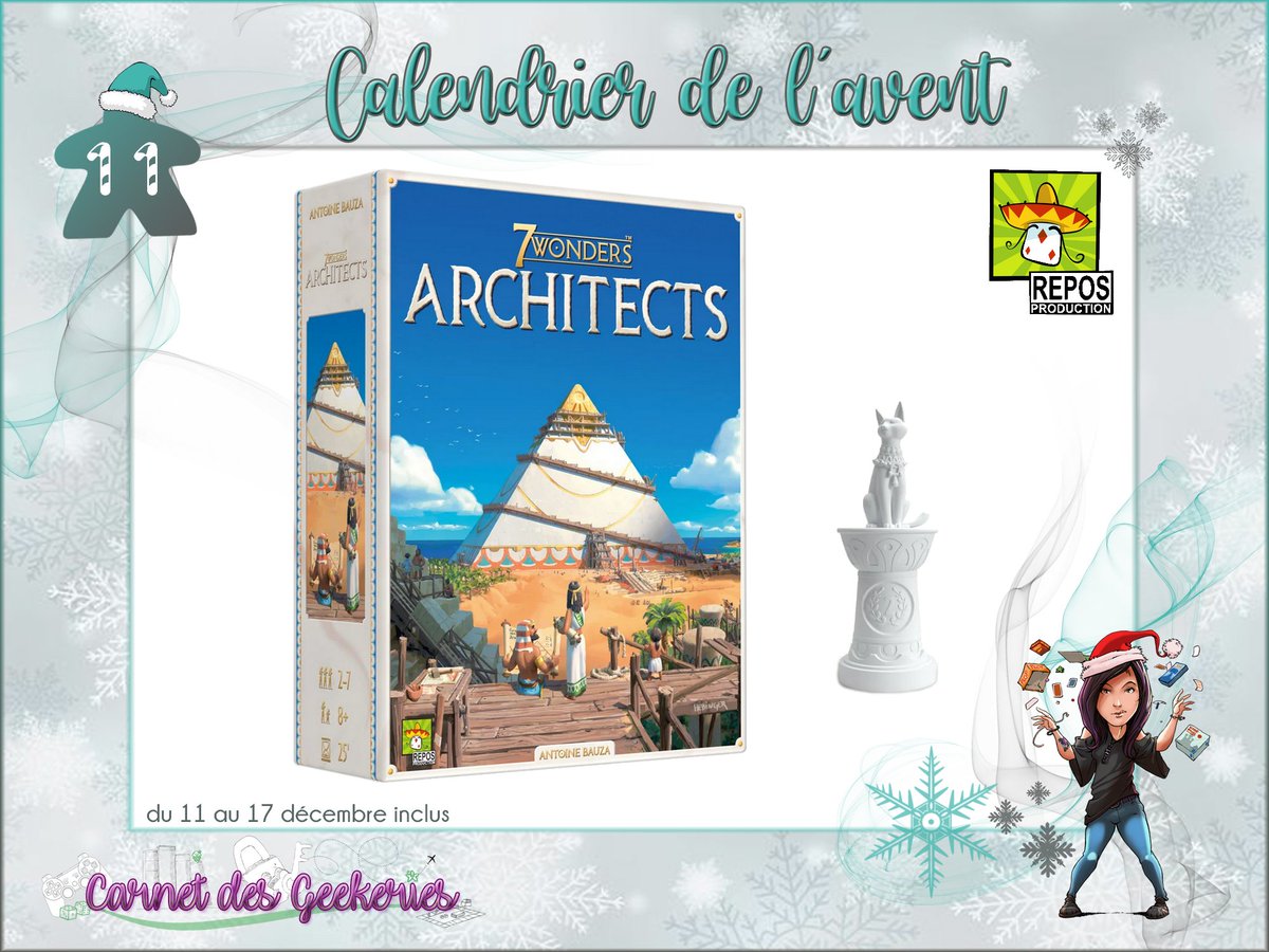 _Hina___'s tweet image. 🎅 #CONCOURS 🎄  𝐂𝐚𝐥𝐞𝐧𝐝𝐫𝐢𝐞𝐫 𝐝𝐞 𝐥'𝐀𝐯𝐞𝐧𝐭 🎁 Case n°11

Prêts à créer votre merveille en collectant diverses ressources ?

🎁 A gagner : 7 Wonders Architects &amp;amp; le pion Chat
🎄 RT + Follow @_Hina___ &amp;amp; @ReposProduction

🌟Fin le 17/12/21
🇫🇷 🇧🇪 🇱🇺🇨🇭

#j2s #bgg